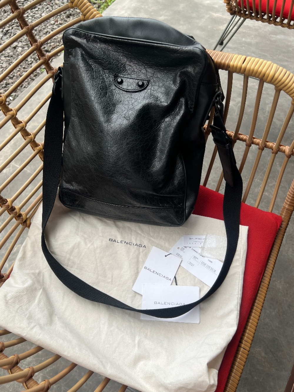 Balenciaga Lambskin Motocross Classic Reporter Crossbody